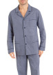 Thumbnail Pyjama long en coton marine imprimé all-over avec coupe droite et col cranté