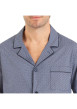 Thumbnail Pyjama long en coton marine imprimé all-over avec coupe droite et col cranté - Image 4