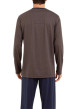 Thumbnail Pyjama long en coton marine imprimé avec une coupe droite et un col V - Image 2