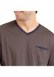 Thumbnail Pyjama long en coton marine imprimé avec une coupe droite et un col V - Image 4