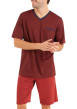 Thumbnail Pyjama court en coton bordeaux imprimé avec une coupe droite et un col V