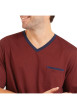 Thumbnail Pyjama court en coton bordeaux imprimé avec une coupe droite et un col V - Image 4