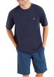 Thumbnail Pyjama court en coton biologique marine imprimé avec coupe droite et col rond