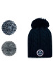 Thumbnail Bonnet MILKY marine en maille torsadée avec 3 pompons interchangeables