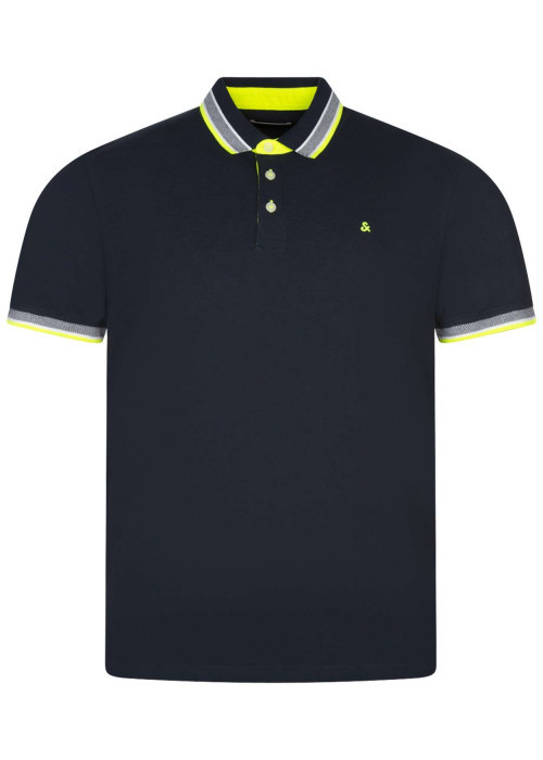 Polo en coton bleu avec une coupe droite et une fermeture boutonnée