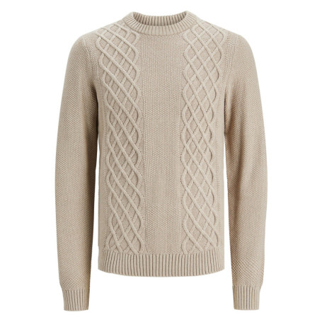 Pull en coton et laine écru uni coupe droite...