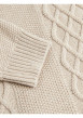 Thumbnail Pull en coton et laine écru uni coupe droite avec un col rond - Image 2