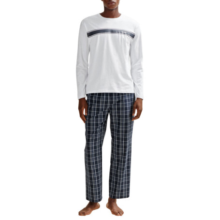 Pyjama Long en coton blanc vichy avec une coupe...