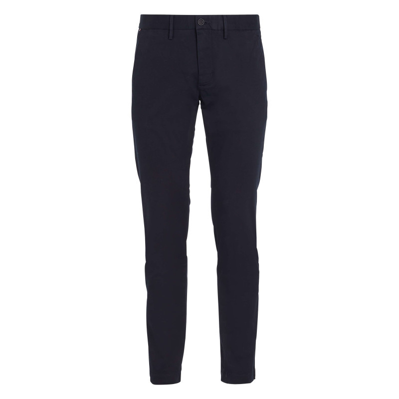 Tommy Hilfiger - Pantalon Bleeker En Coton Marine Uni Avec Une Coupe Chino Et Poches Arrières - Marine