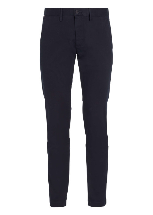 Pantalon Bleeker en coton marine uni avec une coupe chino et poches arrières