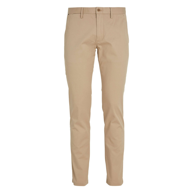 Tommy Hilfiger - Pantalon Bleeker En Coton Beige Uni Avec Une Coupe Chino Et Poches Latérales - Beige