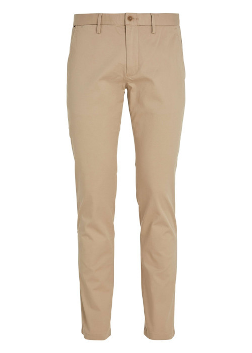 Pantalon Bleeker en coton beige uni avec une coupe chino et poches latérales