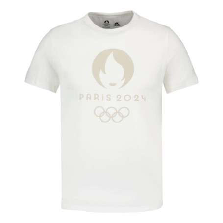 T-shirt en coton écru uni avec une coupe droite...
