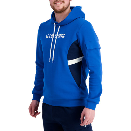 Sweat en coton tricolore bleu marine et blanc...