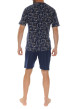 Thumbnail Ensemble pyjama court en coton marine à imprimé avec une coupe droite - Image 2