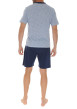 Thumbnail Pyjama court en coton bleu avec un haut à imprimé géométrique - Image 2