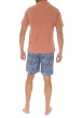 Thumbnail Pyjama court en coton orange avec un bas fleuri et une coupe fermée - Image 2