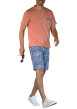 Thumbnail Pyjama court en coton orange avec un bas fleuri et une coupe fermée - Image 3