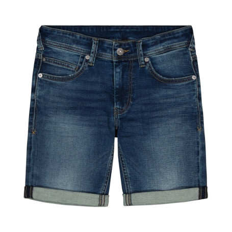 Short en coton indigo délavé avec une coupe...