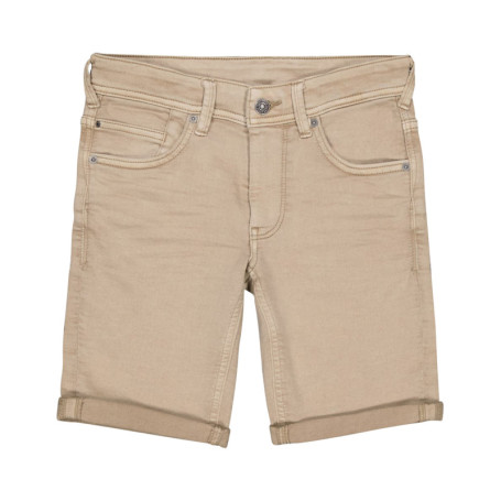 Short en coton mélangé beige uni avec une coupe...