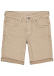Thumbnail Short en coton mélangé beige uni avec une coupe droite et des revers