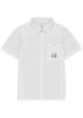 Thumbnail Chemise en coton blanche à pois avec une coupe ajustée et un col français