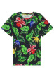Thumbnail T-shirt en coton marine avec un imprimé fleuri une coupe droite et un col rond