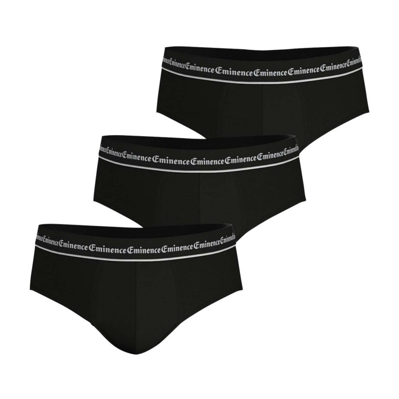 Eminence - Lot De 3 Slips En Coton Noirs Unis à Coupe Fermée Et Une Taille élastiquée - Noir