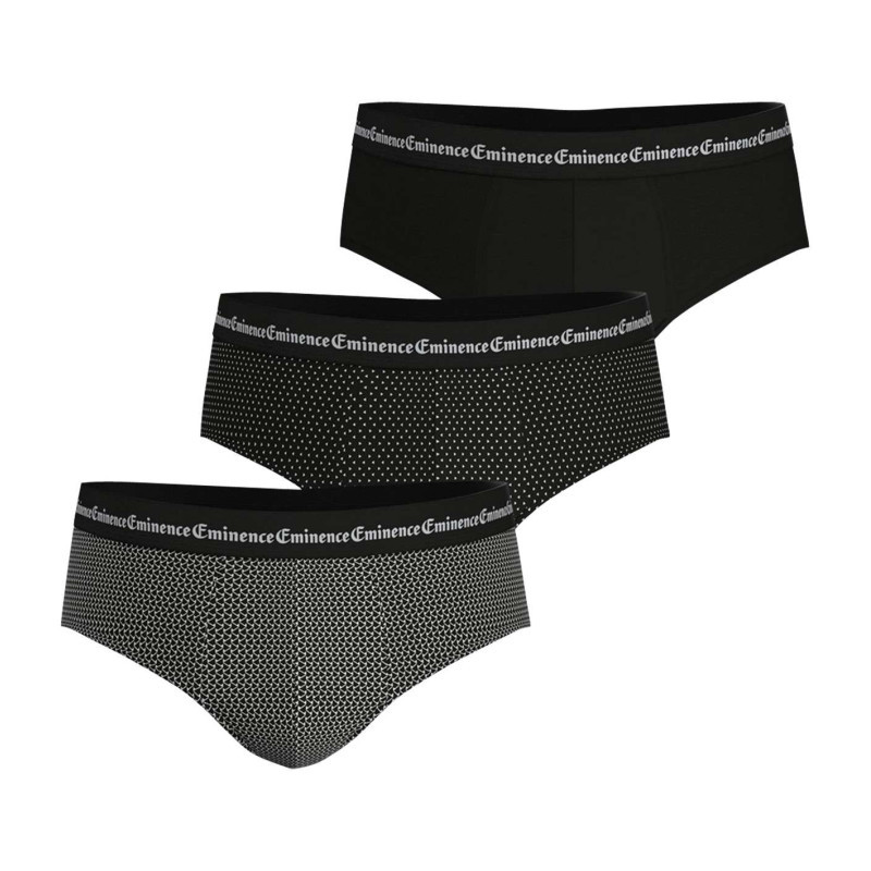 Eminence - Lot De 3 Slips En Coton Noirs Imprimés à Coupe Fermée Et Une Taille élastiquée - Noir