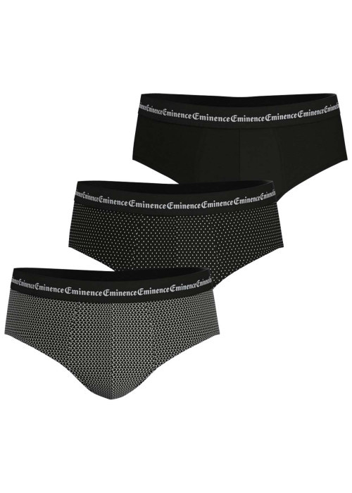 Lot de 3 slips en coton noirs imprimés à coupe fermée et une taille élastiquée