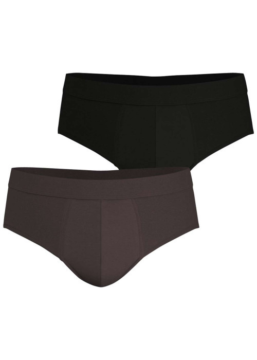 Lot de 2 slips unis en coton avec une coupe fermée et une taille élastiquée