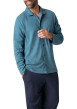 Thumbnail Pyjama long bleu et marine uni avec une coupe ouverte et un col français