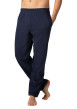 Thumbnail Pyjama long en coton marine à pois avec une coupe ouverte et un col français - Image 2