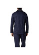 Thumbnail Pyjama long en coton marine à pois avec une coupe ouverte et un col français - Image 3