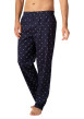 Thumbnail Pyjama long en coton marine à pois avec une coupe ouverte et un col cranté - Image 2