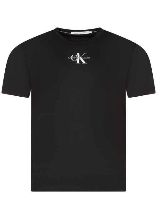 T-shirt Grande Taille en coton noir uni avec une coupe droite et un col rond