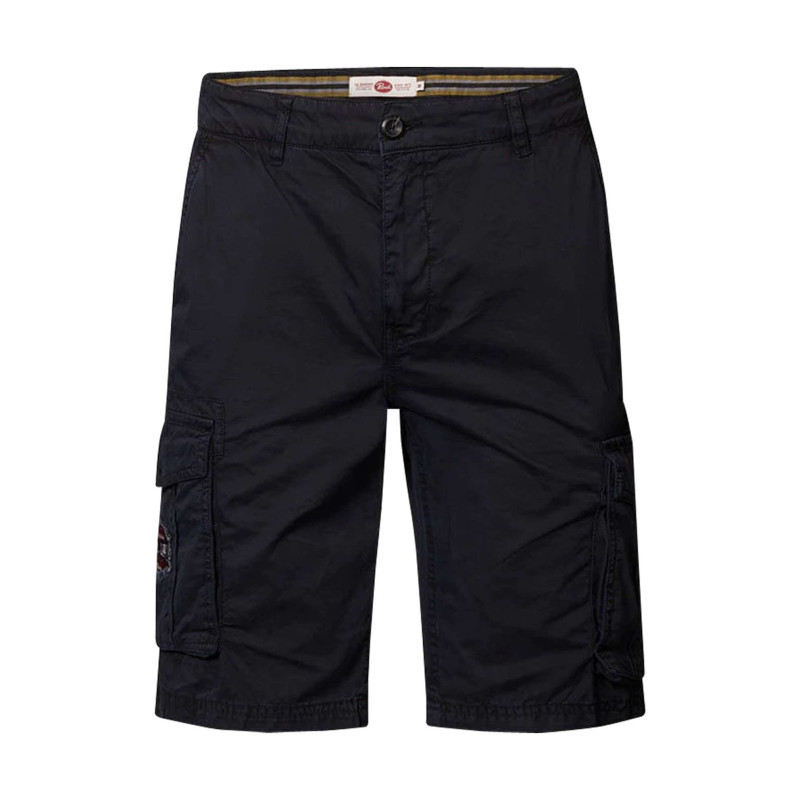 Petrol Industries - Short En Coton Avec 6 Poches Marine Uni Et Logo Sur Poches Cargo - Marine Petrol Industries - Short En Coton Avec 6 Poches Marine Uni Et Logo Sur Poches Cargo - Marine