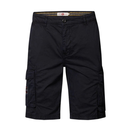 Short en coton avec 6 poches marine uni et logo...