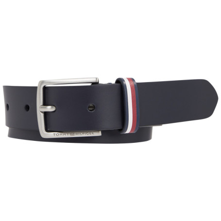 Ceinture en cuir marine unie avec nom de la...