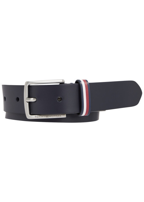 Ceinture en cuir marine unie avec nom de la...