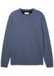 Thumbnail Pull en coton indigo uni coupe droite avec un col rond en bord côte