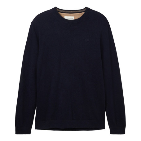 Pull en coton marine uni avec une coupe droite...