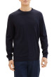 Thumbnail Pull en coton marine uni avec une coupe droite et un col rond - Image 6