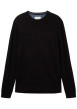 Thumbnail Pull en coton noir uni coupe droite avec un col rond et logo bordé poitrine