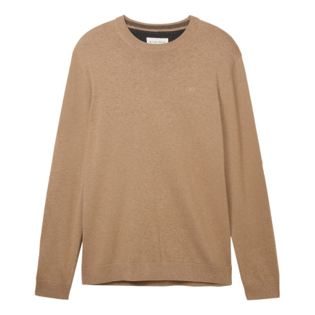 Pull en coton beige uni coupe droite avec un...