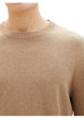 Thumbnail Pull en coton beige uni coupe droite avec un col rond et logo poitrine - Image 5