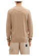 Thumbnail Pull en coton beige uni coupe droite avec un col rond et logo poitrine - Image 6