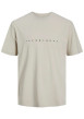 Thumbnail T-shirt en coton beige uni avec une coupe droite et un col rond - Image 4