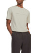 Thumbnail T-shirt en coton beige uni avec une coupe droite et un col rond - Image 5