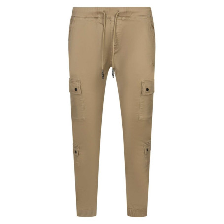 Pantalon cargo beige uni avec une coupe droite...